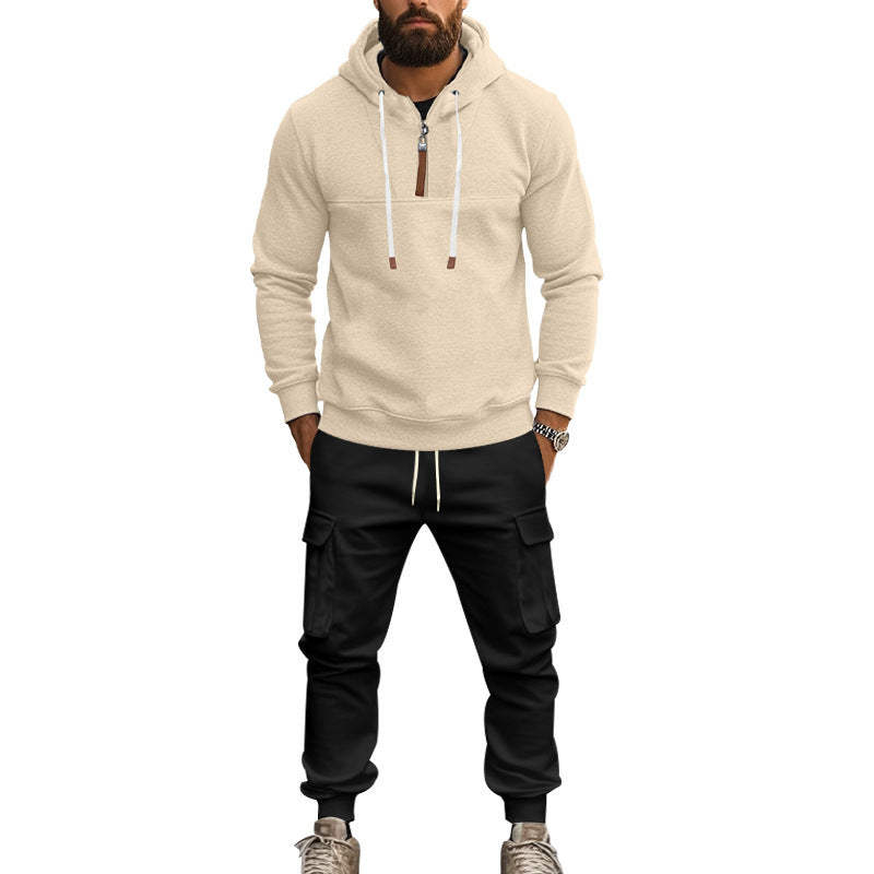 Men's trendy hoodie with practical zipper and chic cargo pants