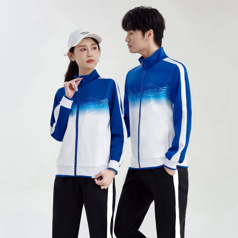 Unisex Breathable Training Set with Gradient Jacket and Contrast Stripes Amarae