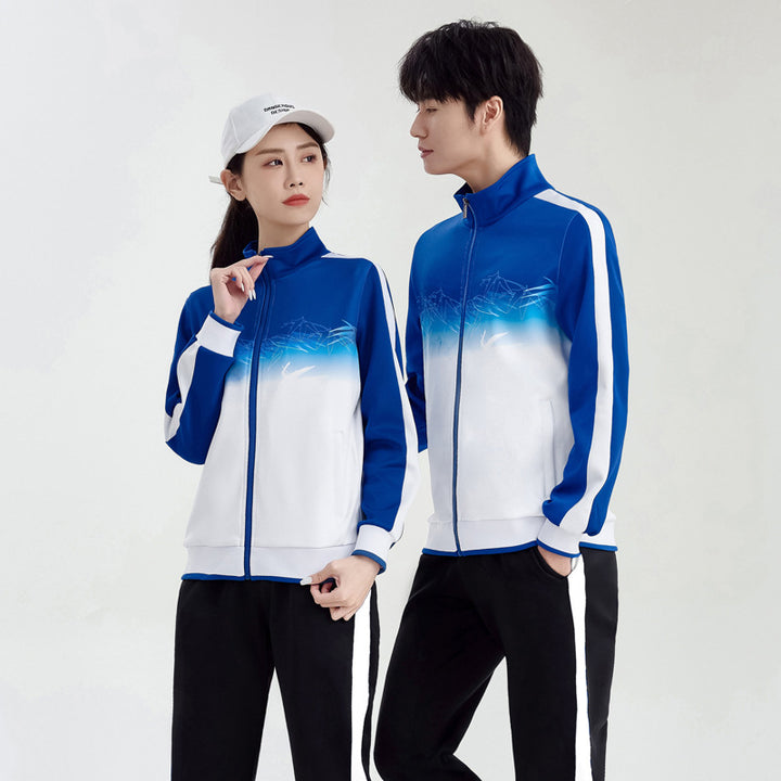 Unisex Breathable Training Set with Gradient Jacket and Contrast Stripes Amarae