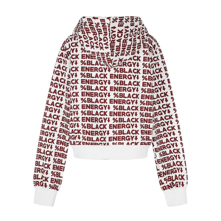 Women short zip hooded jacket with allover logo print and elastic ribbed hem Amarae