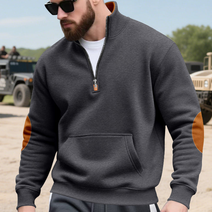 Casual hooded sweatshirt for men with half zipper and contrasting sleeves Lune London