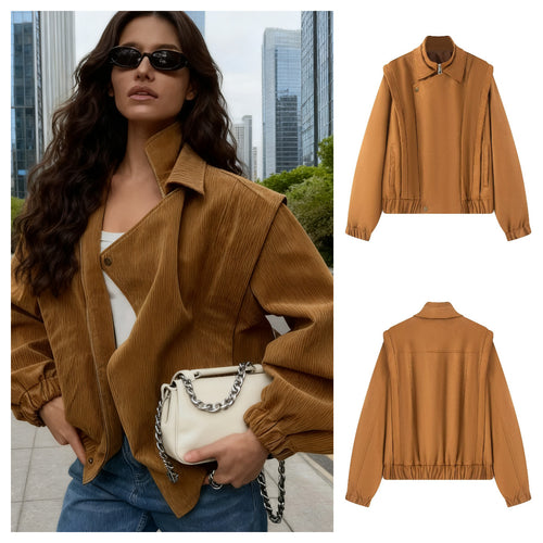 Veste de transition féminine à la mode avec coupe asymétrique et poches confortables Chic & Stil