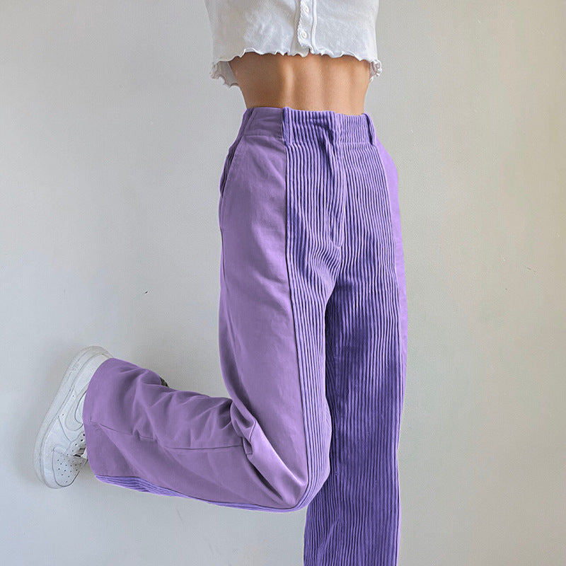 Casual corduroy pants for women with high waist and straight cut Lune London