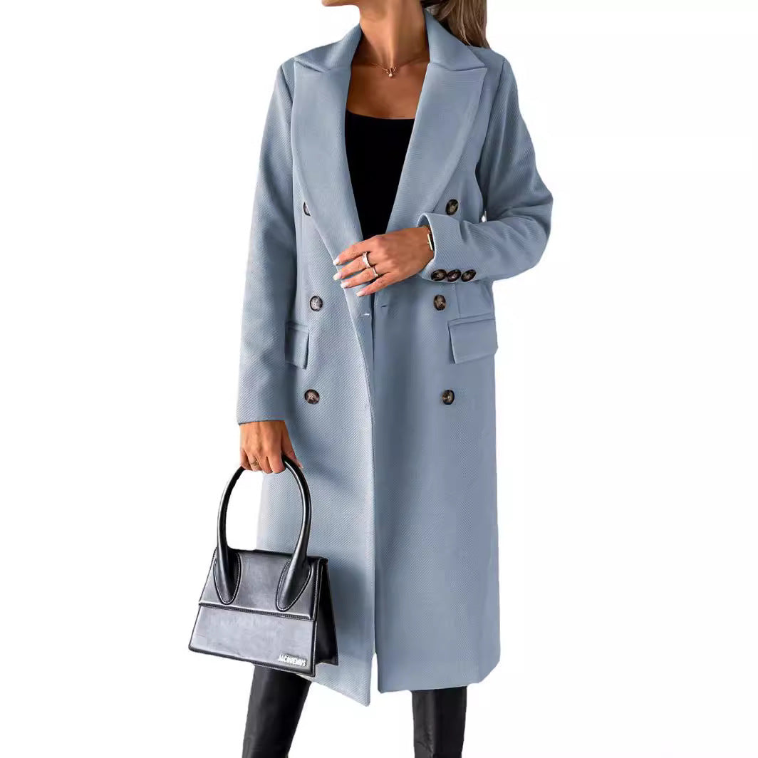 Elegant double-breasted women's coat with fitted silhouette Lune London
