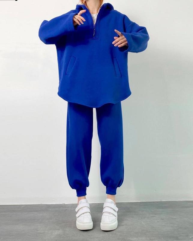 Lady oversized Fleece Hoodie with side zipper and wide pants Lune London