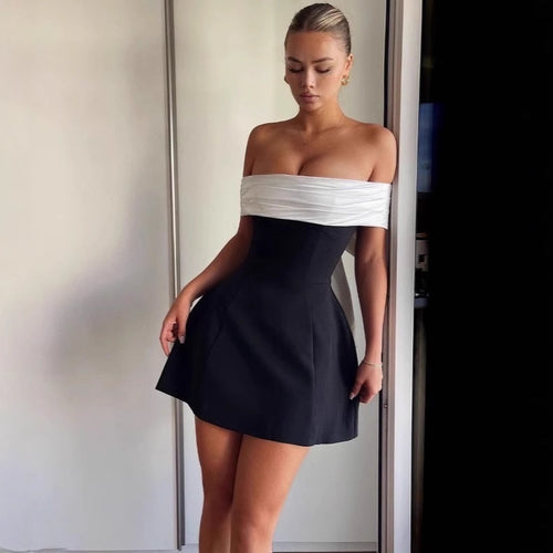 Off-shoulder dress for women with elegant draping Amarae