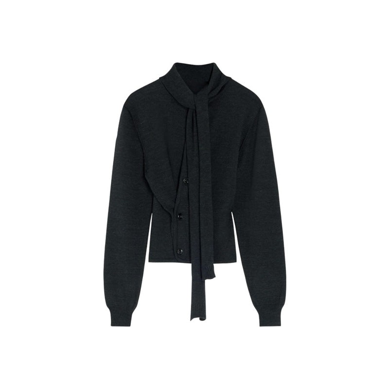 Elegant knitted coat for women with scarf Lune London