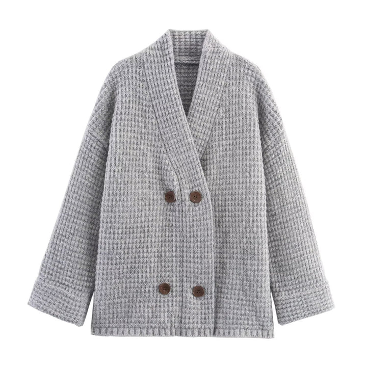 Ladies oversized sweatshirt cardigan with double button placket and comfortable fit Lune London