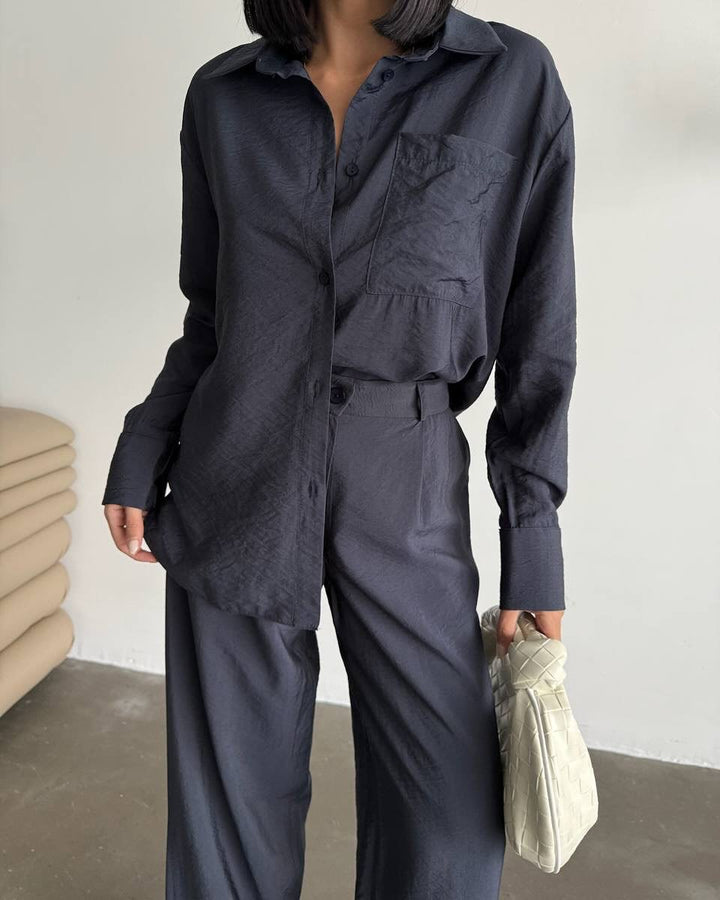 Silk long sleeve blouse for women with a fine texture Lune London