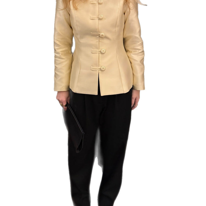 Women's tailored blazer with cord buttons, bell hem and Viennese seams Amarae