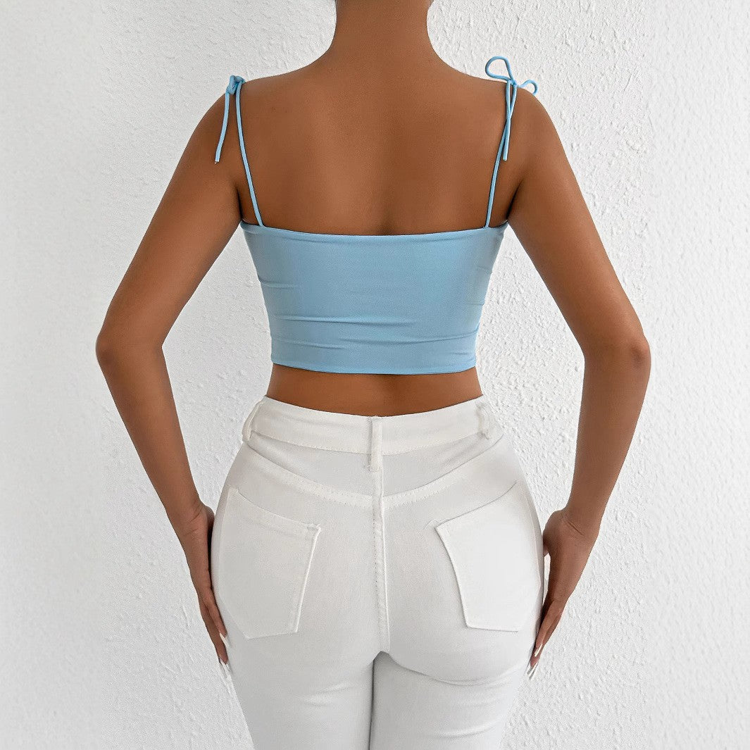 Women's crop top with gathers and adjustable straps Lune London
