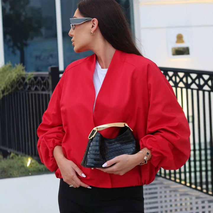 Women short cut oversized wrap jacket with balloon sleeves Amarae