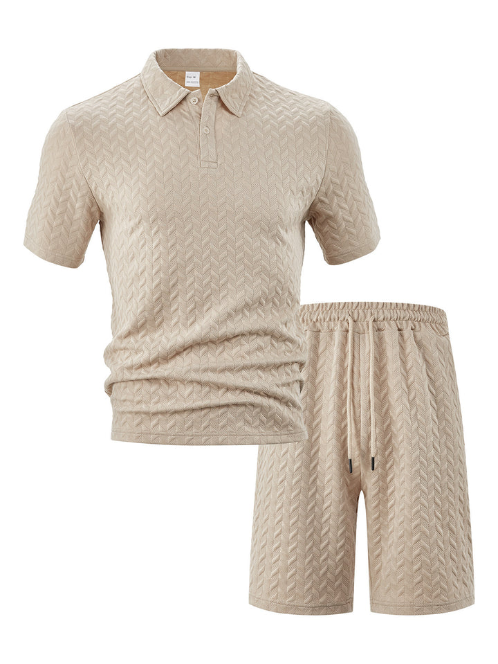 Men's polo and sports shorts set with structured pattern Lune London