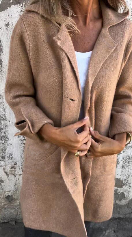Lune London women's fluffy wool coat with large buttons