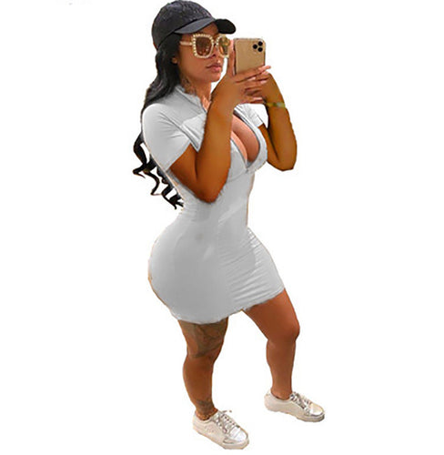Chic Zip Detail Mini Bodycon Dress for Women