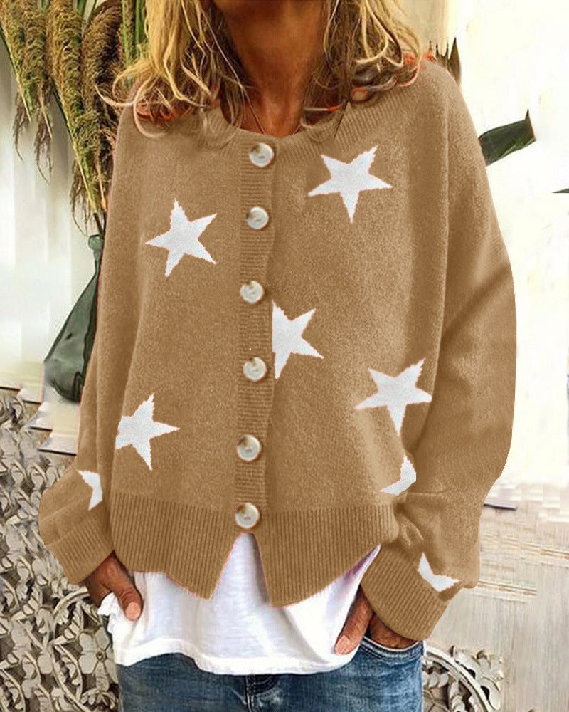 Casual knitted jacket for women with star pattern Lune London