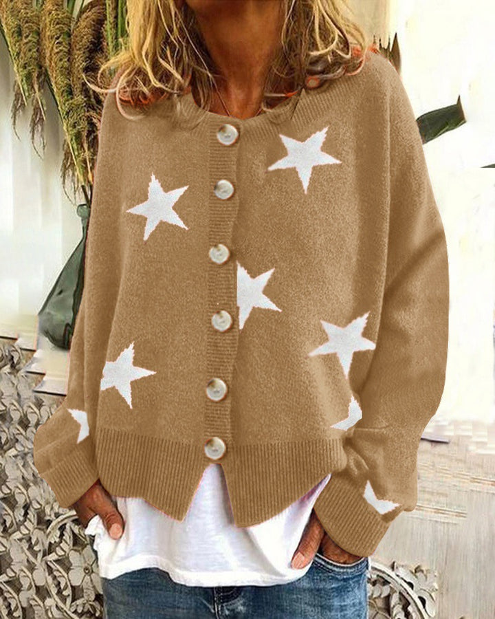 Casual knitted jacket for women with star pattern Lune London