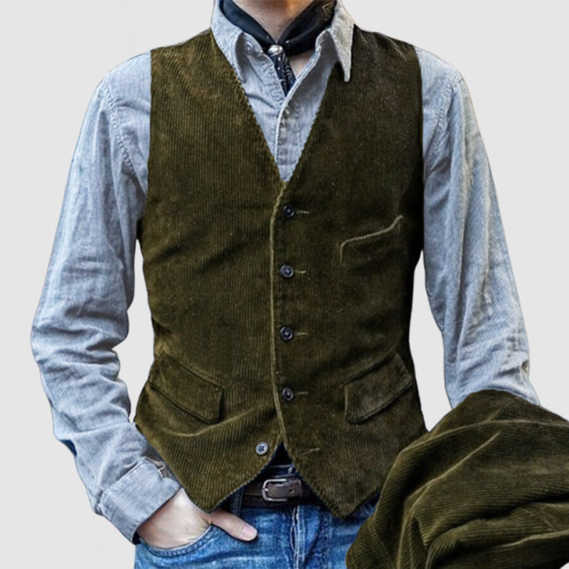 Elegant corduroy vest for men with modern pockets Amarae