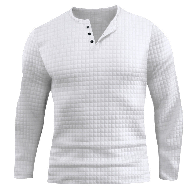 Men's Long Sleeve Shirt with Textured Check Pattern Amarae