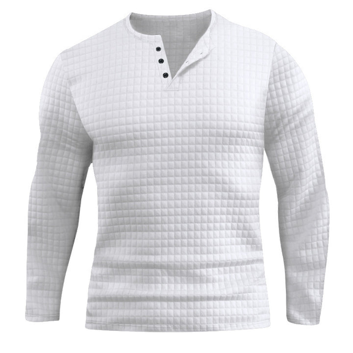 Men's Long Sleeve Shirt with Textured Check Pattern Amarae