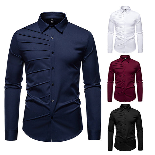 Trendy long sleeve shirt for men with an original pleat design Amarae