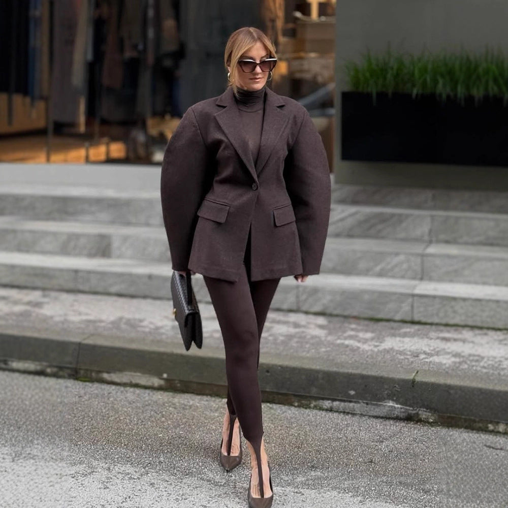 Women's Oversized Structured Blazer with Emphasized Shoulder Area and Voluminous Sleeves Amarae
