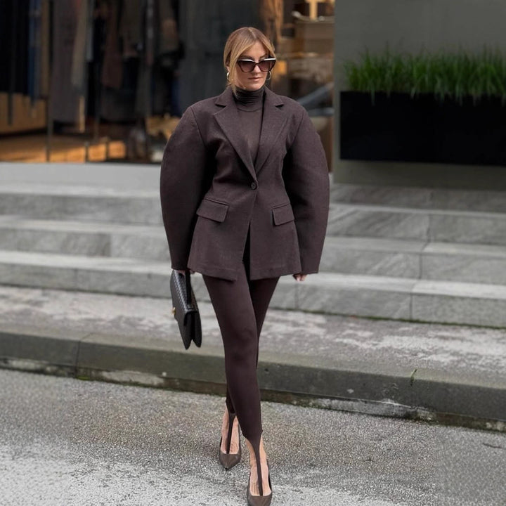 Women's Oversized Structured Blazer with Emphasized Shoulder Area and Voluminous Sleeves Amarae