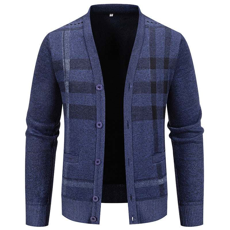 Men's knit jacket with a trendy plaid pattern and practical buttons Lune London