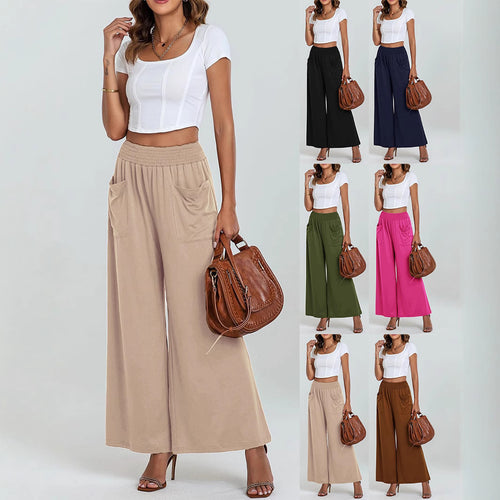 Women's Palazzo Pants with a Loose Fit, Elastic Waist and Convenient Pockets Amarae
