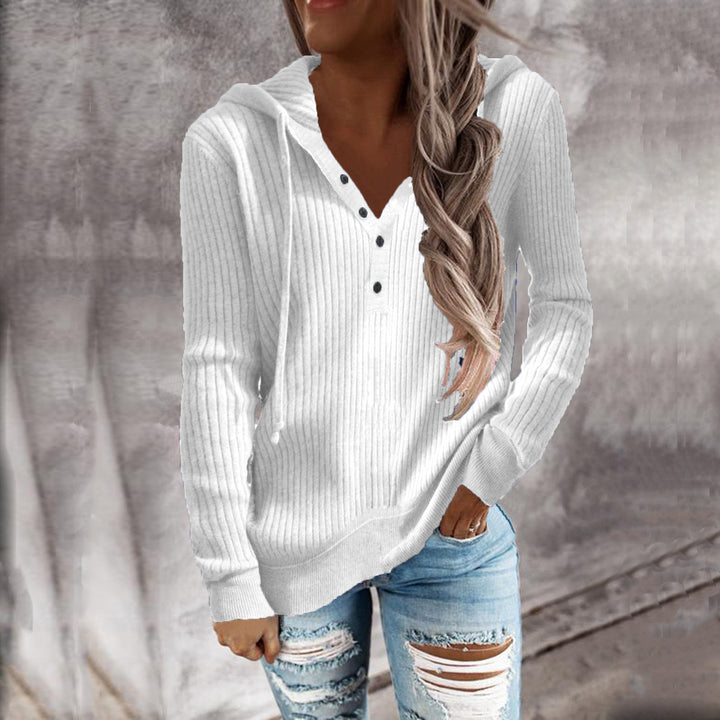 Women's hoodie with structured ribbed design and practical buttons Amarae