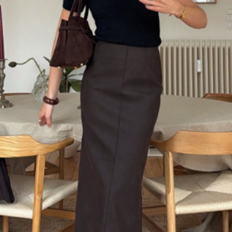 Women Two-Piece Tailoring Set with Cropped Blazer and High-Waisted Pencil Midi Skirt Amarae
