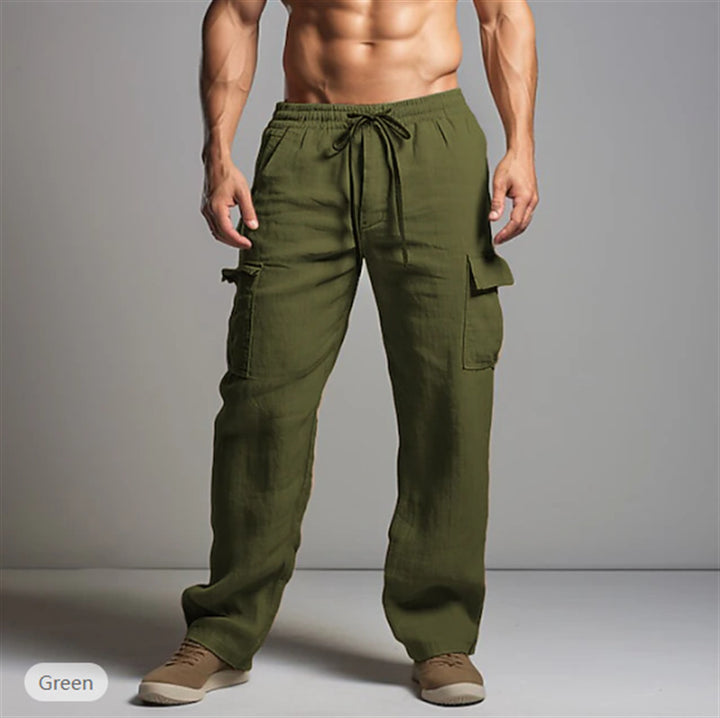 Casual cargo pants for men with elastic waistband and practical side pockets Lune London