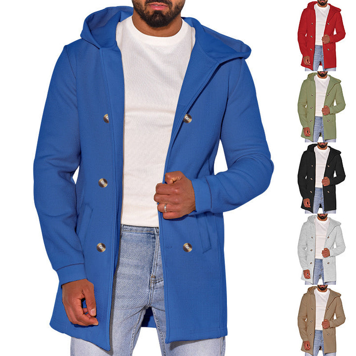 Trendy coat for men with removable hood and double-breasted buttons Lune London