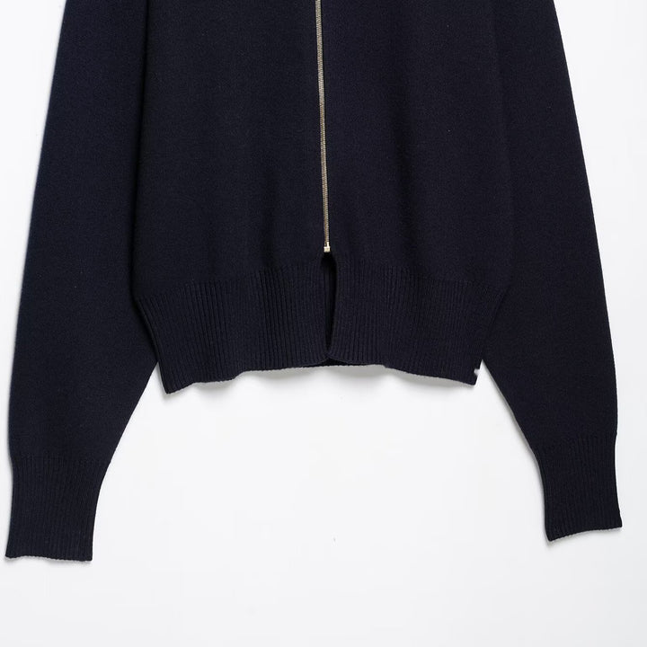 Women's Cropped Cardigan with Stand-up Collar and Full Zip Amarae