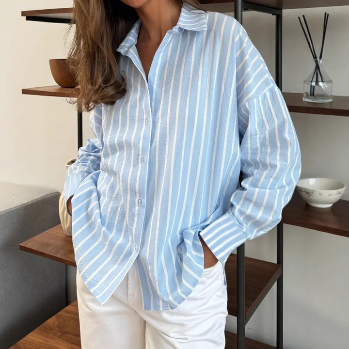 Casual cotton shirt for women with striped design and loose fit Lune London