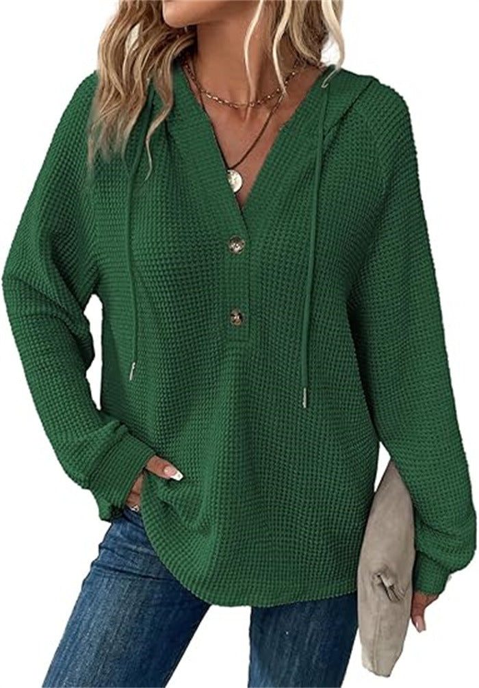 Ladies hooded sweatshirt in waffle texture Amarae