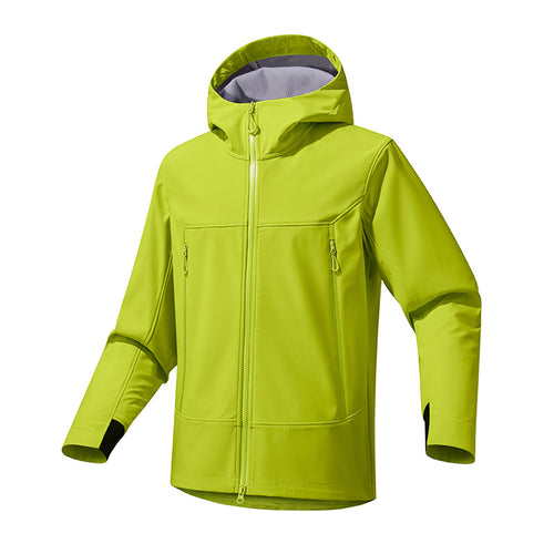 Functional jacket for men with enhanced breathability and an adjustable hood collar Amarae