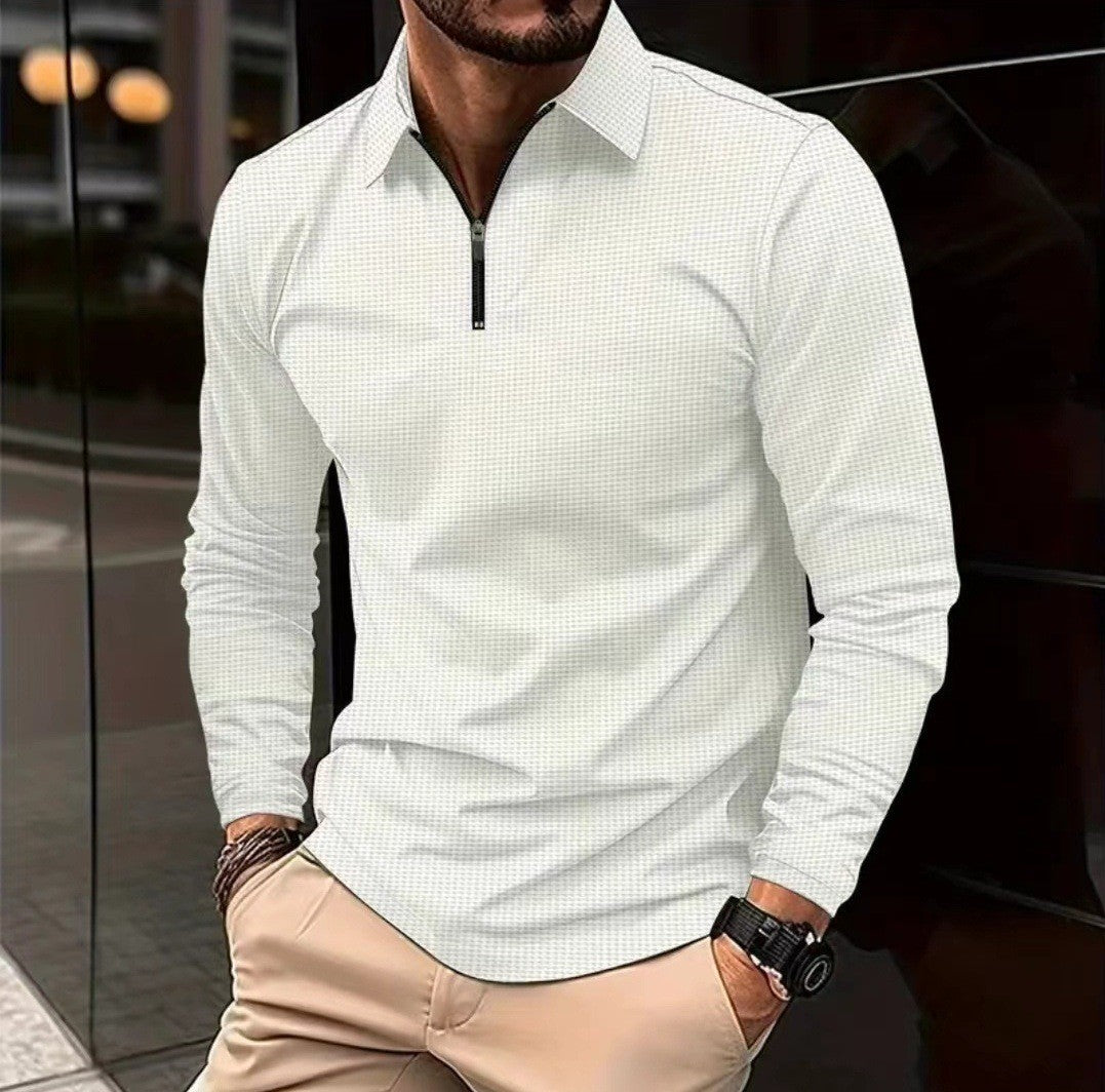 Men's long sleeve t-shirt with modern high collar and stylish zipper Lune London