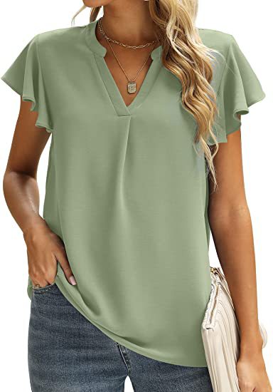 Ladies' blouse with gathered details and V-neck Lune London