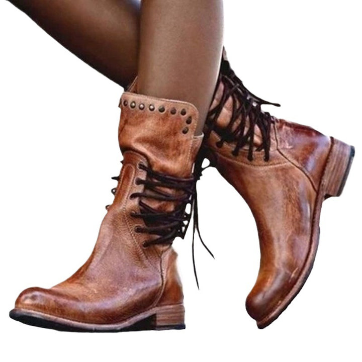 Fashion ankle boots for women with decorative lace and stud details Lune London