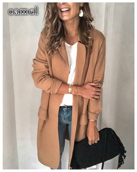 Elegant long women's coat with pockets Amarae