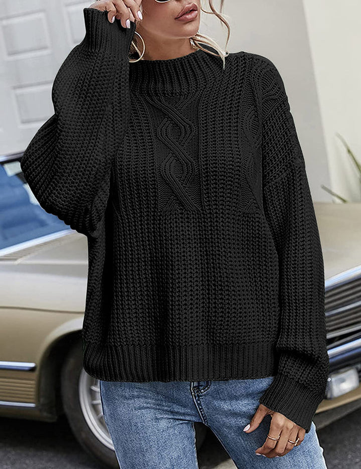 Casual knitted sweater for women with a deep round neckline and a loose fit Lune London