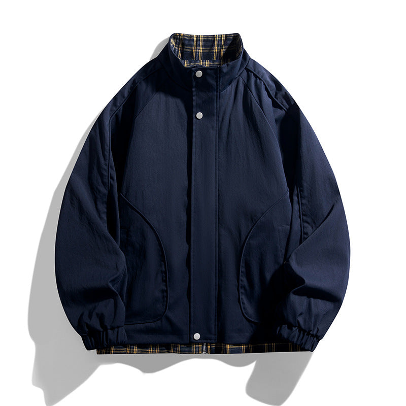 Casual transition jacket for men with high collar and practical zippered pockets Lune London