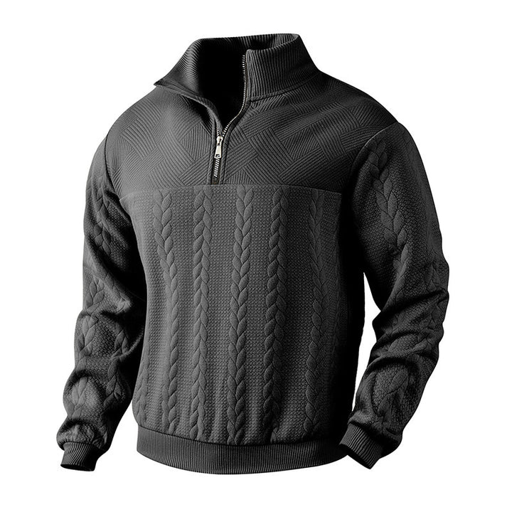 Trendy knitted sweater for men with turtleneck and zipper Lune London