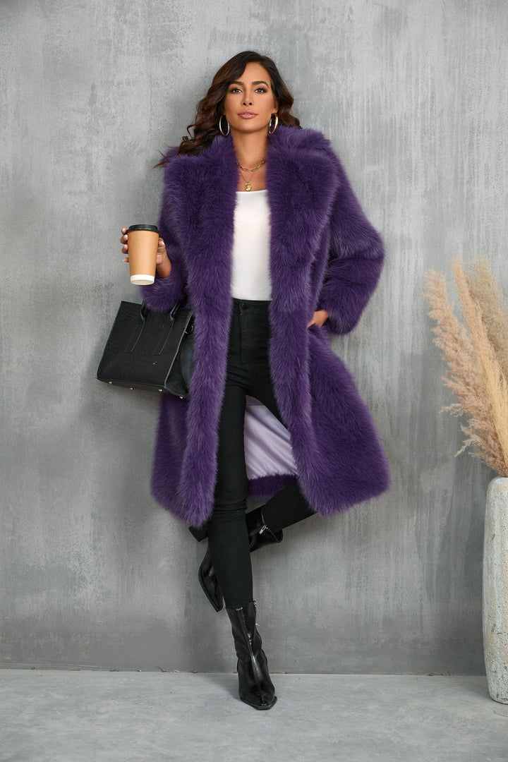 Ladies Luxurious Faux Fur Coat with an Elegant Cut Lune London
