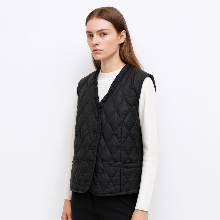 Ladies quilted vest with asymmetrical cut Amarae
