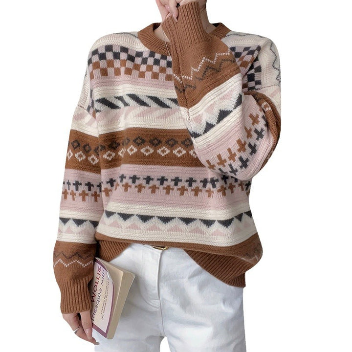 Pull en tricot confortable pour femmes avec design de motif créatif Chic & Stil