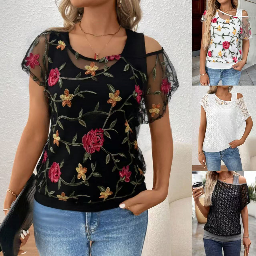Women's blouse with floral appliqués Lune London
