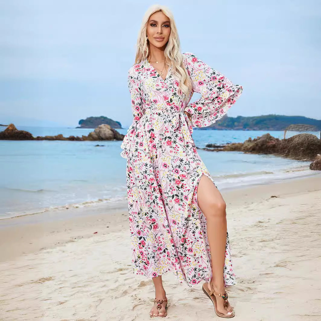 Ladies Elegant Floral Maxi Dress Lune London