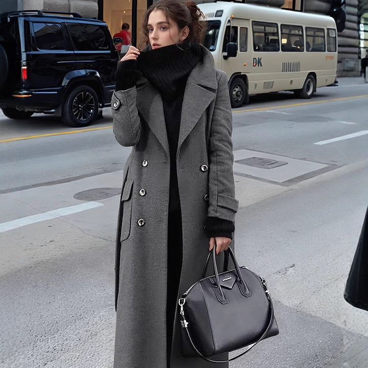 Ladies Classic Double-Breasted Wool Coat Amarae